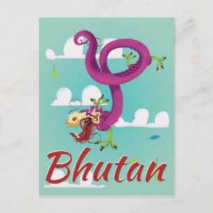 Bhutan Vintage Reiseplakat Postkarte