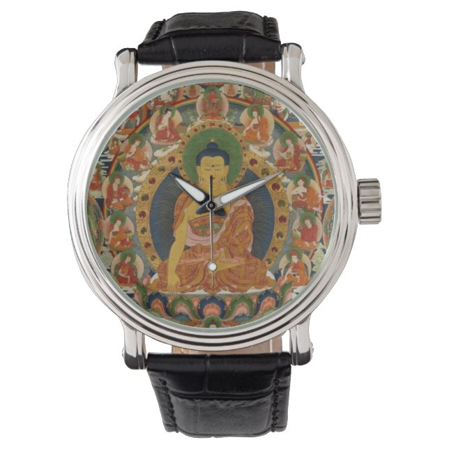 Bhutanese bemalt komplette Mandala Armbanduhr (Vorderseite)