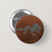 Bhutanese Dragon auf Leder Button (Vorne & Hinten)