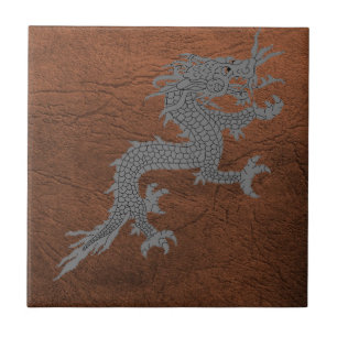 Bhutanese Dragon auf Leder Fliese