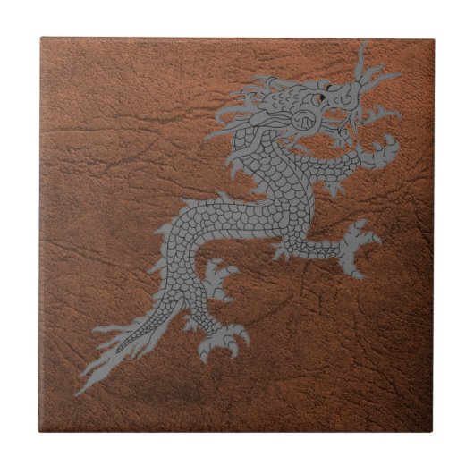 Bhutanese Dragon auf Leder Fliese (Vorderseite)