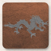 Bhutanese Dragon auf Leder Untersetzer (Vorderseite)