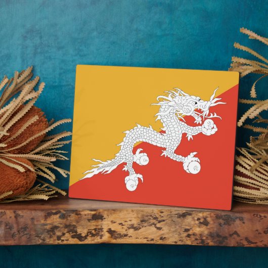 Bhutanese Flag Plaque Fotoplatte (Seite)