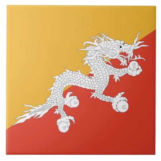 Bhutanese Flag Tile Fliese (Vorderseite)