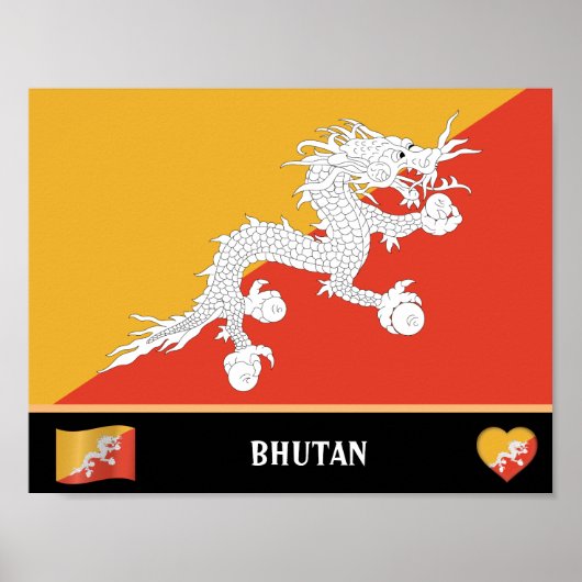 Bhutanesische Flagge / Bhutanisches Land / Bhutani Poster (Vorne)