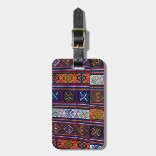 Bhutanesischer Textil Gepäckanhänger (Vorderseite vertikal)