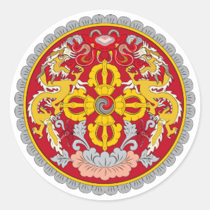 Bhutanesisches NationalEmblem, Bhutan Runder Aufkleber