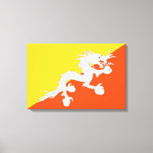 Bhutanische Flagge (Bhutan) (Donnerdrache) Leinwanddruck