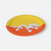 Bhutanische Flagge (Bhutan) (Donnerdrache) Pappteller (Schrägansicht)