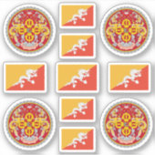 bhutanische Staatssymbole/Wappen und Flagge Aufkleber (Vorderseite)