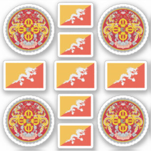 bhutanische Staatssymbole/Wappen und Flagge Aufkleber