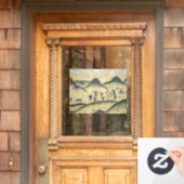 Bhutanisches Haus mit Bogengemälden - Bhutan Fensteraufkleber (Haustür)