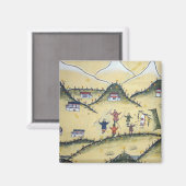 Bhutanisches Haus mit Bogengemälden - Bhutan Magnet (Vorderseite/Rückseite)