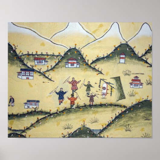 Bhutanisches Haus mit Bogengemälden - Bhutan Poster (Vorne)