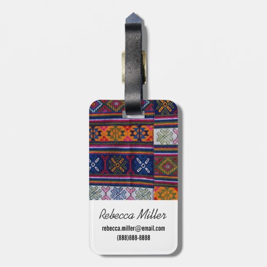 bhutanisches Textil Gepäckanhänger (Rückseite vertikal)