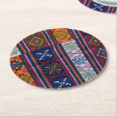 bhutanisches Textil Runder Pappuntersetzer (Angewinkelt)
