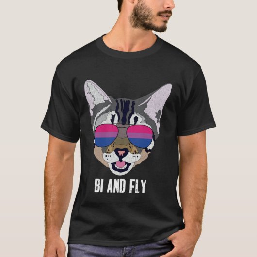 Bi and Fly Funny Cat Bisexual Bi Pride T-Shirt (Vorderseite)
