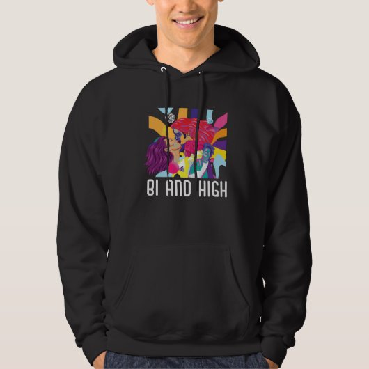 Bi And High Bisexual Rainbow Pride March Bisexuali Hoodie (Vorderseite)