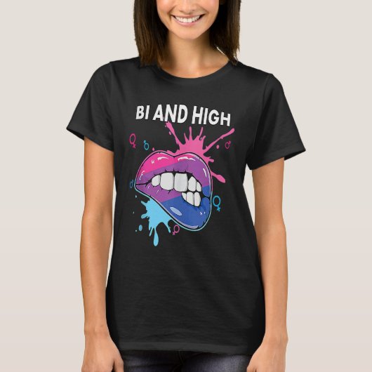 Bi And High Bisexual Rainbow Pride March Bisexuali T-Shirt (Vorderseite)