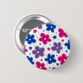 Bi Bisexuelle Blume Doodle Pink Blau Lila Button (Vorne & Hinten)