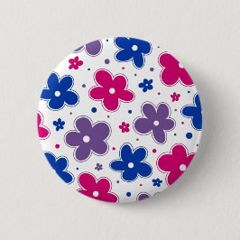 Bi Bisexuelle Blume Doodle Pink Blau Lila Button