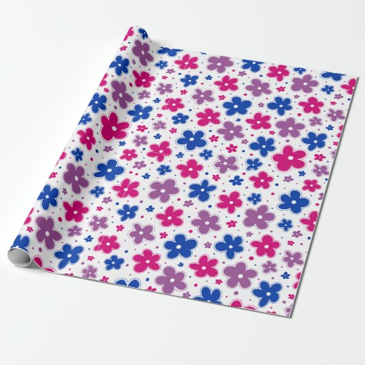 Bi Bisexuelle Blume Doodle Pink Blau Lila Geschenkpapier (Ungerollt)