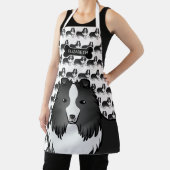 Bi-Black Cartoon Sheltie mit Dog Bone und Name Schürze (InSitu)