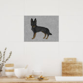 Bi-Black German Shepherd Cartoon Dog Illustration Poster (Küche)