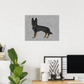Bi-Black German Shepherd Cartoon Dog Illustration Poster (Heimbüro)