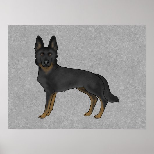 Bi-Black German Shepherd Cartoon Dog Illustration Poster (Vorne)