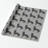 Bi-Black German Shepherd Cartoon Dog Pattern Grau Geschenkpapier (Ungerollt)
