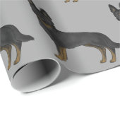Bi-Black German Shepherd Cartoon Dog Pattern Grau Geschenkpapier (Rolleneckpunkt)