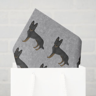 Bi-Black German Shepherd Cartoon Dog Pattern Grau Seidenpapier