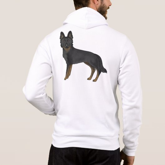 Bi-Black German Shepherd Cartoon GSD Dog Zeichnend Hoodie (Rückseite)