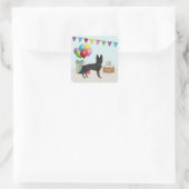 Bi-Black German Shepherd Colorful Birthday Quadratischer Aufkleber (Tasche)
