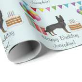 Bi-Black German Shepherd Colorful Happy Birthday Geschenkpapier (Rolleneckpunkt)