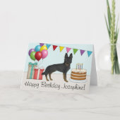Bi-Black German Shepherd Colorful Happy Birthday Karte (Vorderseite)