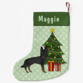 Bi-Black German Shepherd Dog Green Christmas Tree Kleiner Weihnachtsstrumpf (Rückseite)