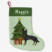 Bi-Black German Shepherd Dog Green Christmas Tree Kleiner Weihnachtsstrumpf (Vorderseite)