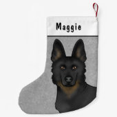Bi-Black German Shepherd Dog Head and Individuelle Kleiner Weihnachtsstrumpf (Rückseite)