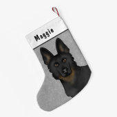 Bi-Black German Shepherd Dog Head and Individuelle Kleiner Weihnachtsstrumpf (Rückseite (Hängend))