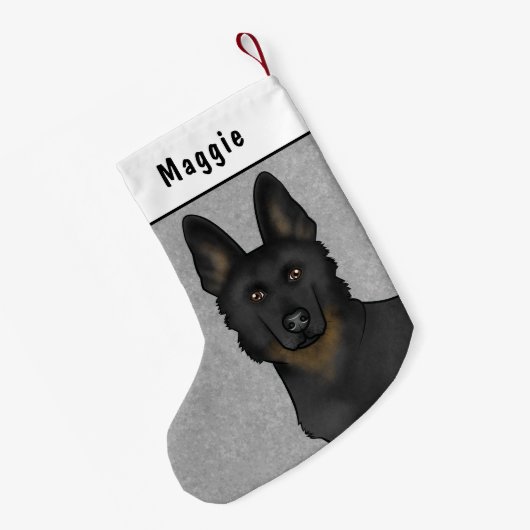 Bi-Black German Shepherd Dog Head and Individuelle Kleiner Weihnachtsstrumpf (Rückseite (Hängend))