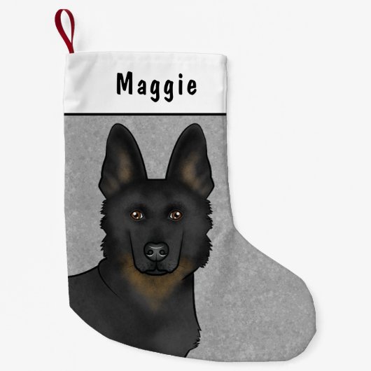 Bi-Black German Shepherd Dog Head and Individuelle Kleiner Weihnachtsstrumpf (Vorderseite)