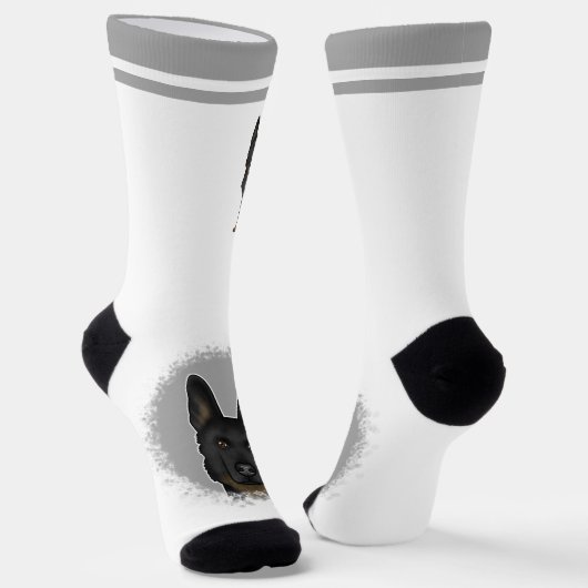 Bi-Black German Shepherd Dog mit Individuelle Name Socken (Gewinkelt)