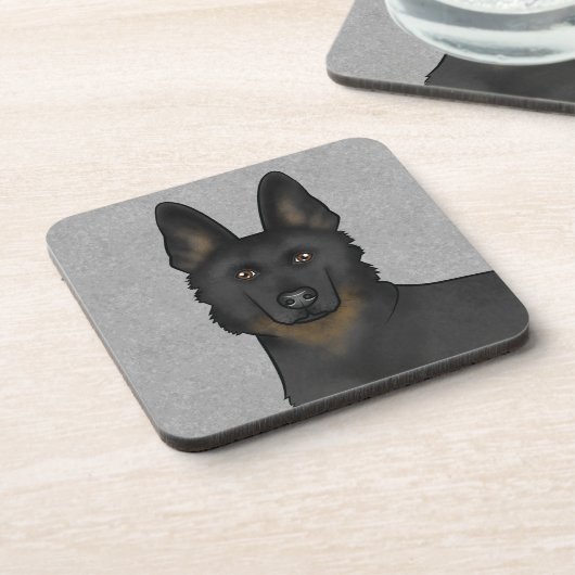 Bi-Black German Shepherd Dog Nah-up Gray Getränkeuntersetzer (Linke Seite)