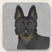 Bi-Black German Shepherd Dog Nah-up Gray Getränkeuntersetzer (Vorderseite)