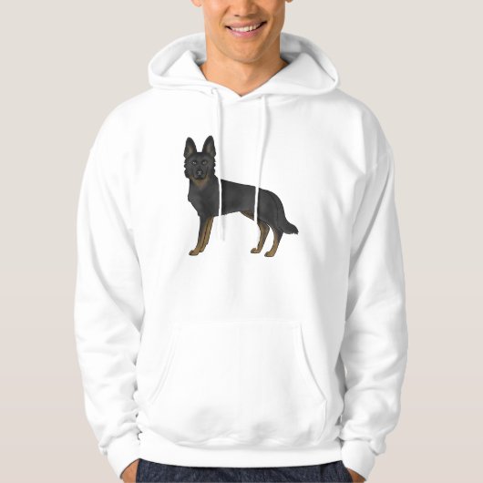 Bi-Black German Shepherd GSD Breed Cartoon Dog Hoodie (Vorderseite)