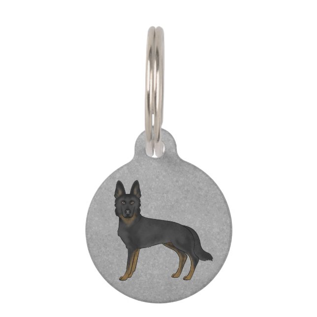 Bi-Black German Shepherd Hund Stehend bis grau Haustiermarke (Vorderseite)