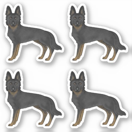 Bi-Black German Shepherd Niedlich Cartoon Design H Aufkleber (Vorderseite)