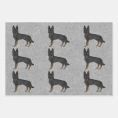 Bi-Black German Shepherd Niedlich Cartoon Dog Desi Geschenkpapier Set (Vorderseite 3)